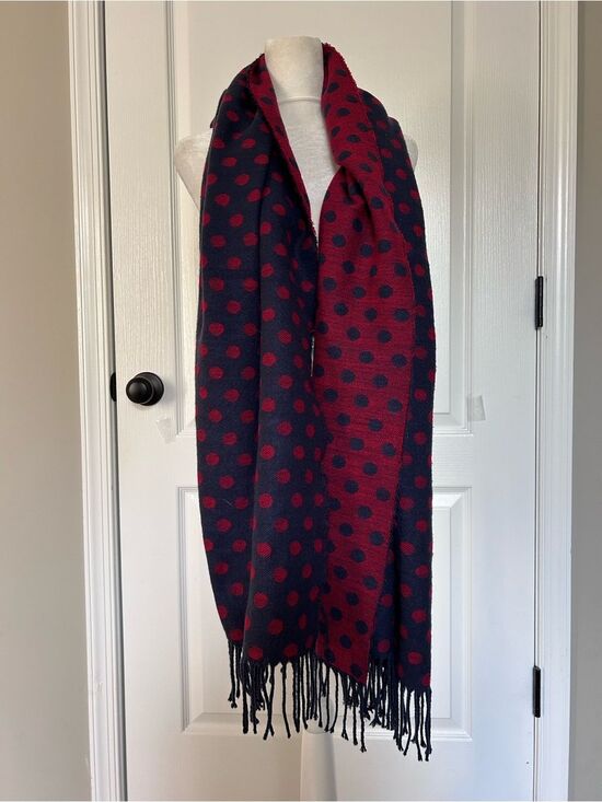 Tommy Hilfiger Accessories - Tommy Hilfiger Oversized Reversible Red/Blue Polka Dot Scarf